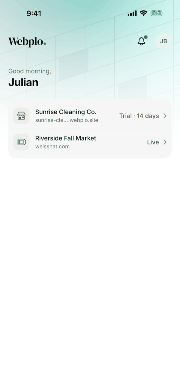 The list of sites in the Krodox app