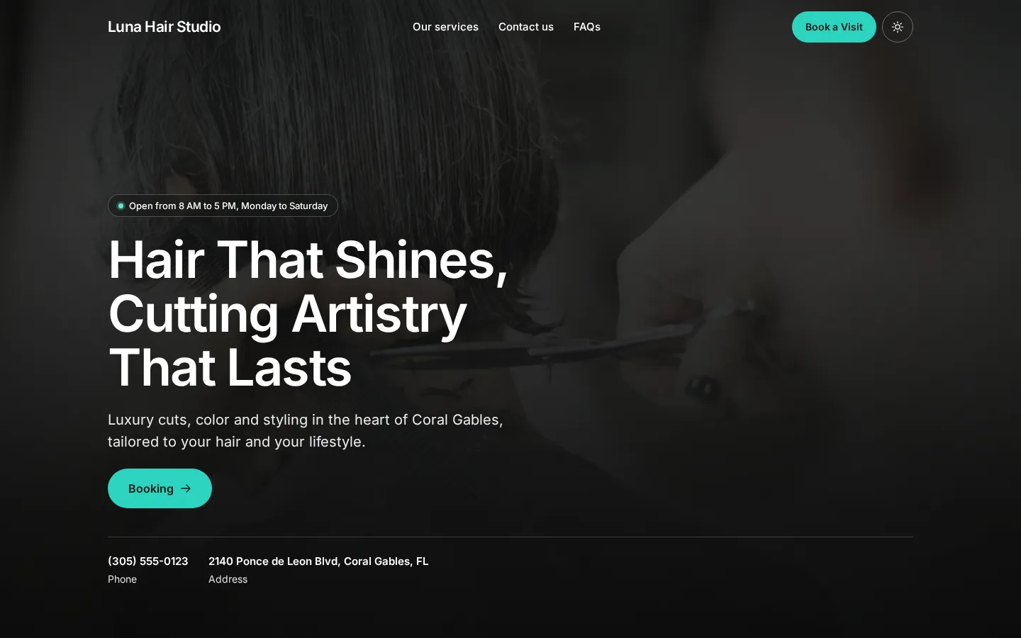 The Cinematic template on a demo site