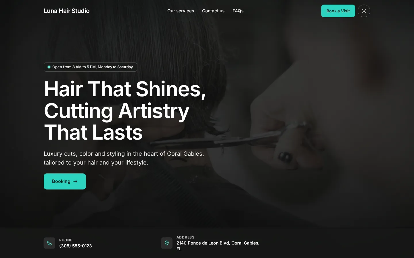 The Studio template on a demo site